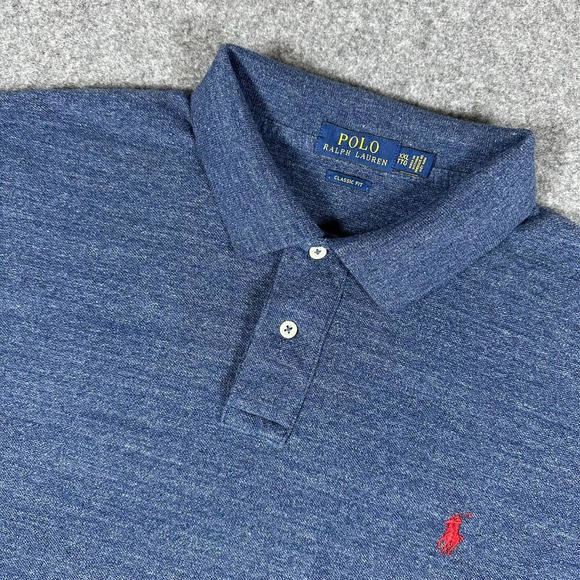 Men's Polo Ralph Lauren Short-Sleeve Polo Shirt Blue XXL Red Pony Preppy - Picture 1 of 8